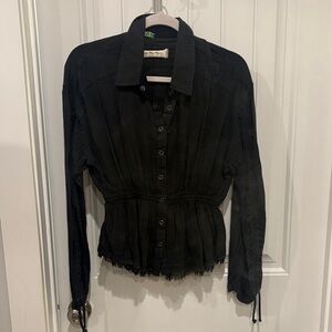 Free People Black Button Down Shirt